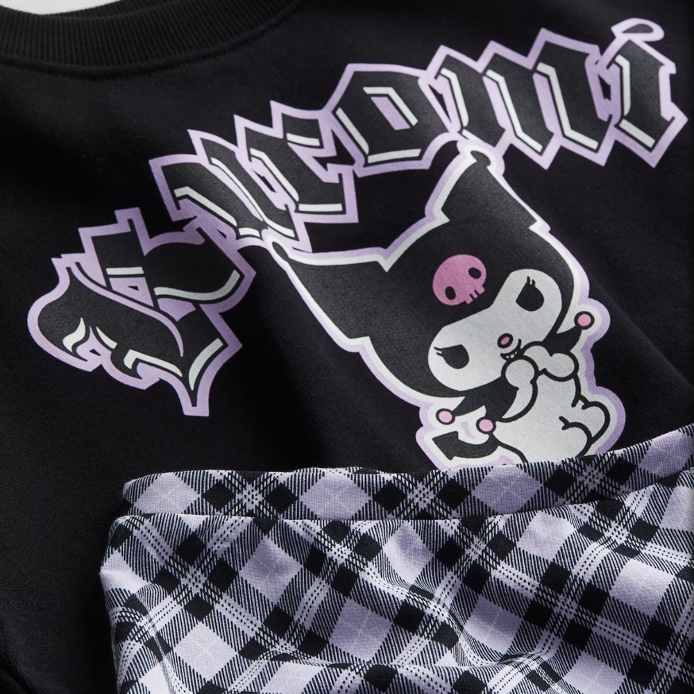 Sanrio Kuromi 2 Piece Black and Purple Sweatshirt & Skirt Set